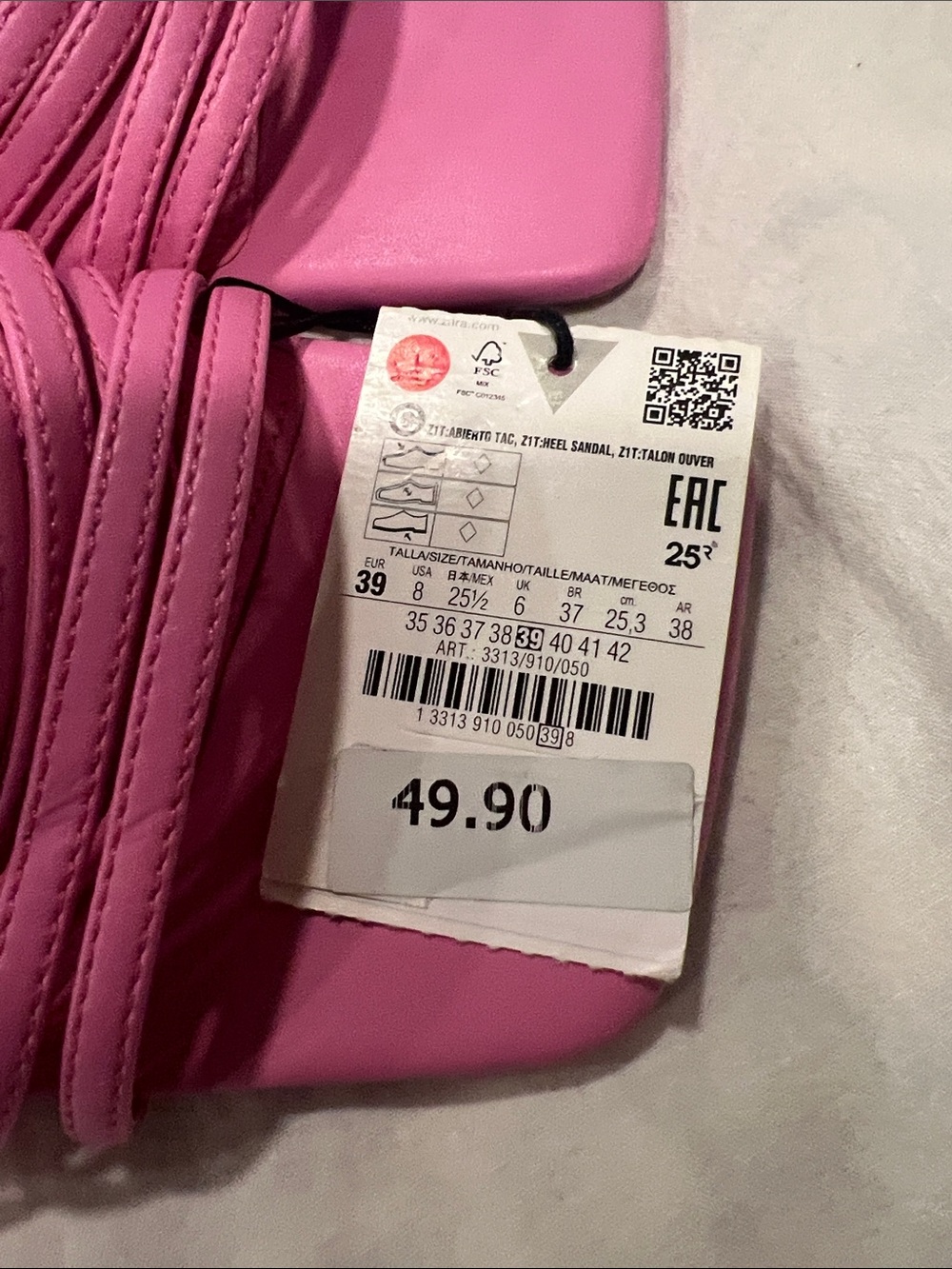 ZARA Hot Pink Multi-Strap Square-Toe Stiletto Mules - Picture 2 of 4